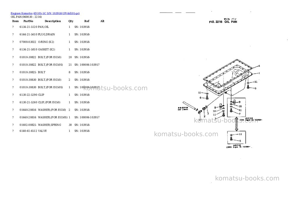 Komatsu 4d105-5c s/n 103958-up Parts catalog cover Page 10 Komatsu 4d105-5c s/n 103958-up Parts catalog cover Page 10