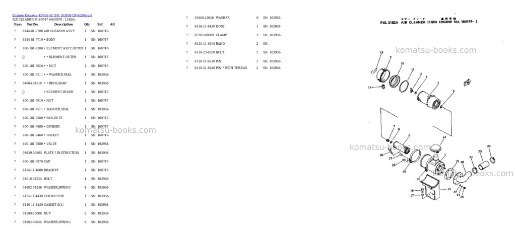 Komatsu 4d105-5c s/n 103958-up Parts catalog cover Page 6 Komatsu 4d105-5c s/n 103958-up Parts catalog cover Page 6
