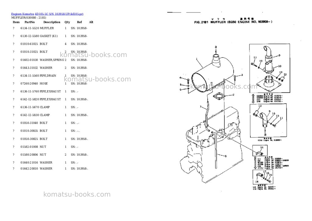 Komatsu 4d105-5c s/n 103958-up Parts catalog cover Page 7 Komatsu 4d105-5c s/n 103958-up Parts catalog cover Page 7