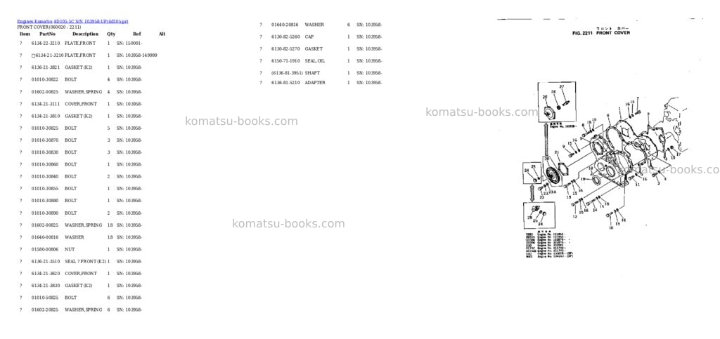 Komatsu 4d105-5c s/n 103958-up Parts catalog cover Page 9 Komatsu 4d105-5c s/n 103958-up Parts catalog cover Page 9