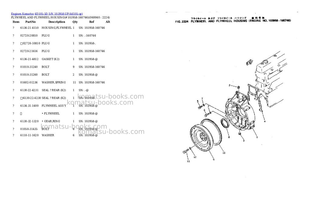 Komatsu 4d105-5d s/n 103958-up Parts catalog cover Page 10 Komatsu 4d105-5d s/n 103958-up Parts catalog cover Page 10