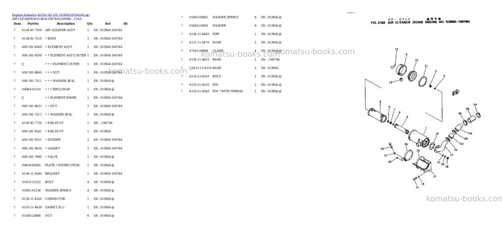 Komatsu 4d105-5d s/n 103958-up Parts catalog cover Page 5 Komatsu 4d105-5d s/n 103958-up Parts catalog cover Page 5