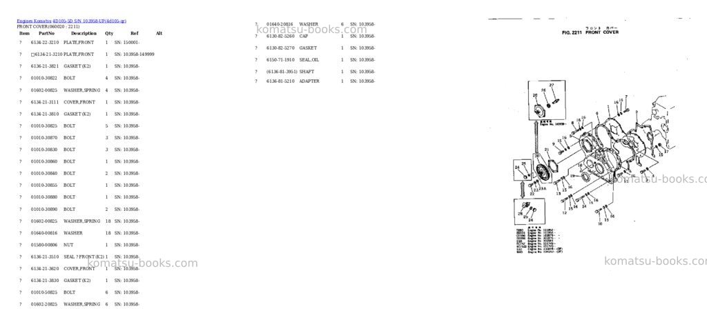 Komatsu 4d105-5d s/n 103958-up Parts catalog cover Page 8 Komatsu 4d105-5d s/n 103958-up Parts catalog cover Page 8