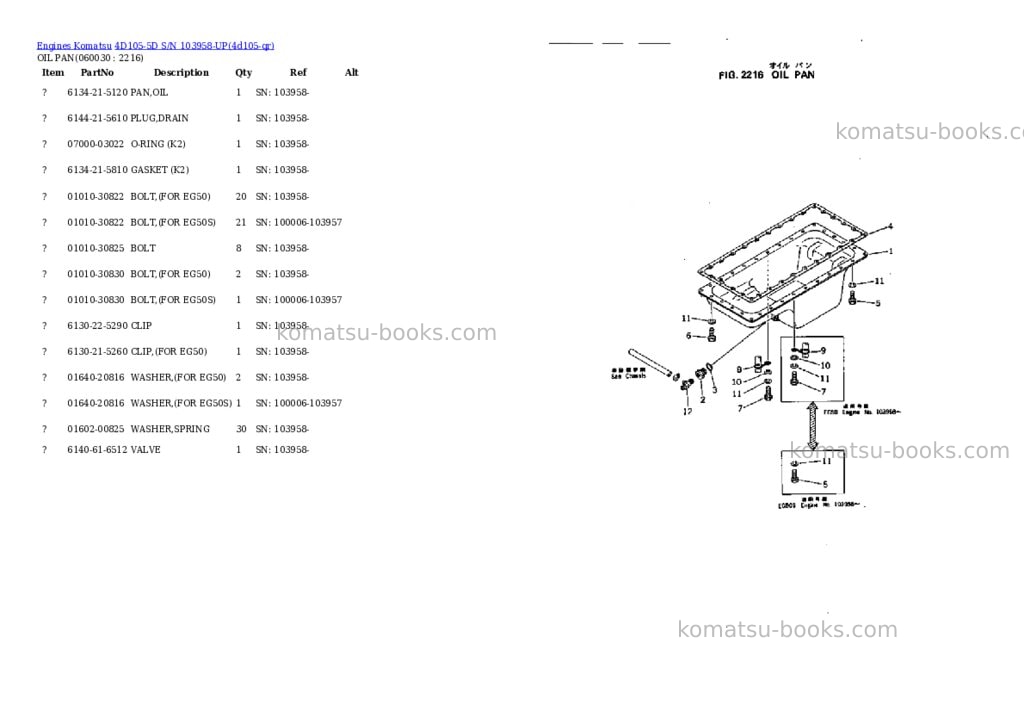 Komatsu 4d105-5d s/n 103958-up Parts catalog cover Page 9 Komatsu 4d105-5d s/n 103958-up Parts catalog cover Page 9
