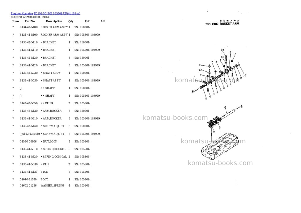 Komatsu 4d105-5g s/n 105504-up Parts catalog cover Komatsu 4d105-5g s/n 105504-up Parts catalog cover