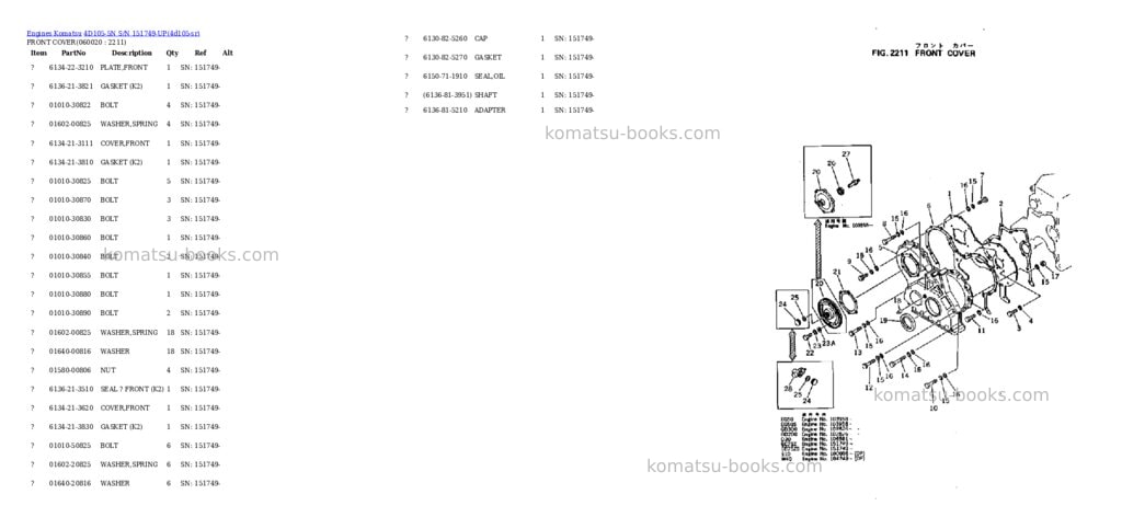 Komatsu 4d105-5n s/n 151749-up Parts catalog cover Page 7 Komatsu 4d105-5n s/n 151749-up Parts catalog cover Page 7