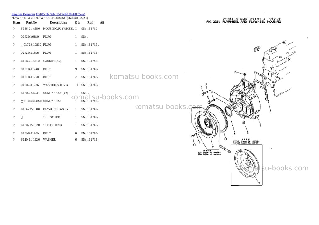 Komatsu 4d105-5n s/n 151749-up Parts catalog cover Page 9 Komatsu 4d105-5n s/n 151749-up Parts catalog cover Page 9