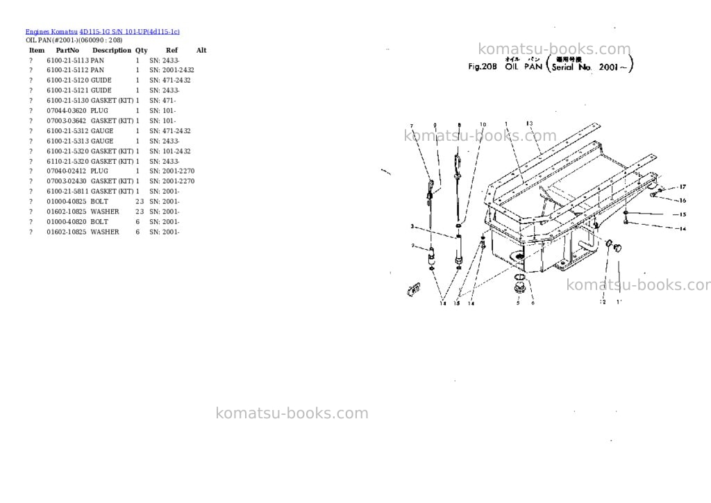 Komatsu 4d115-1g s/n 101-up Parts catalog cover Page 9 Komatsu 4d115-1g s/n 101-up Parts catalog cover Page 9