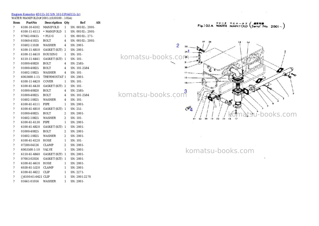 Komatsu 4D115-1G S/N 101-UP Parts catalog cover Page 3