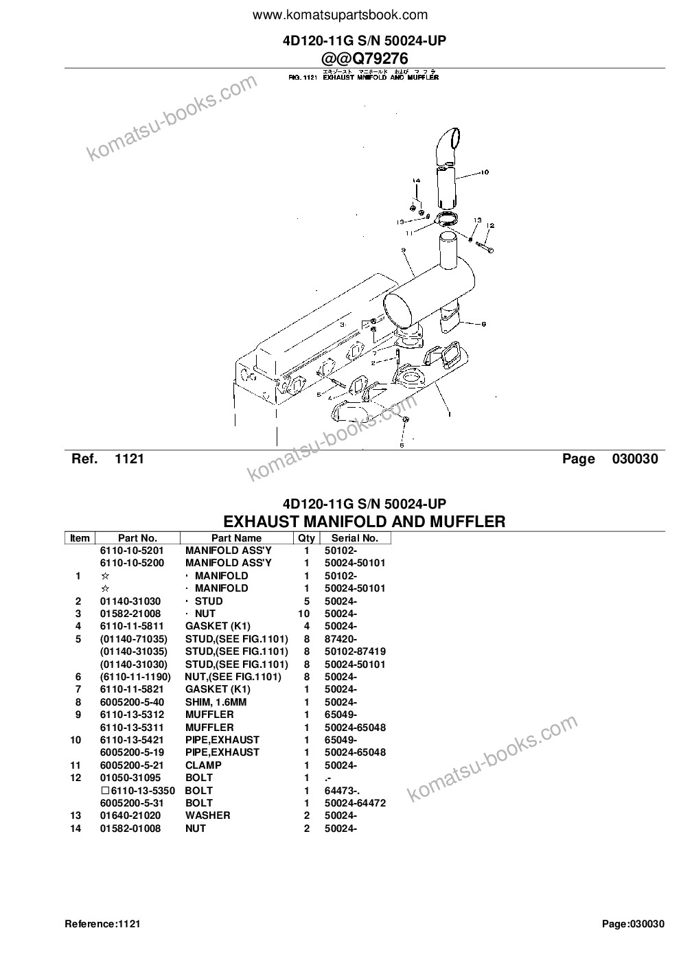 Komatsu 4D120-11G S/N 50024-UP Parts catalog cover Page 8