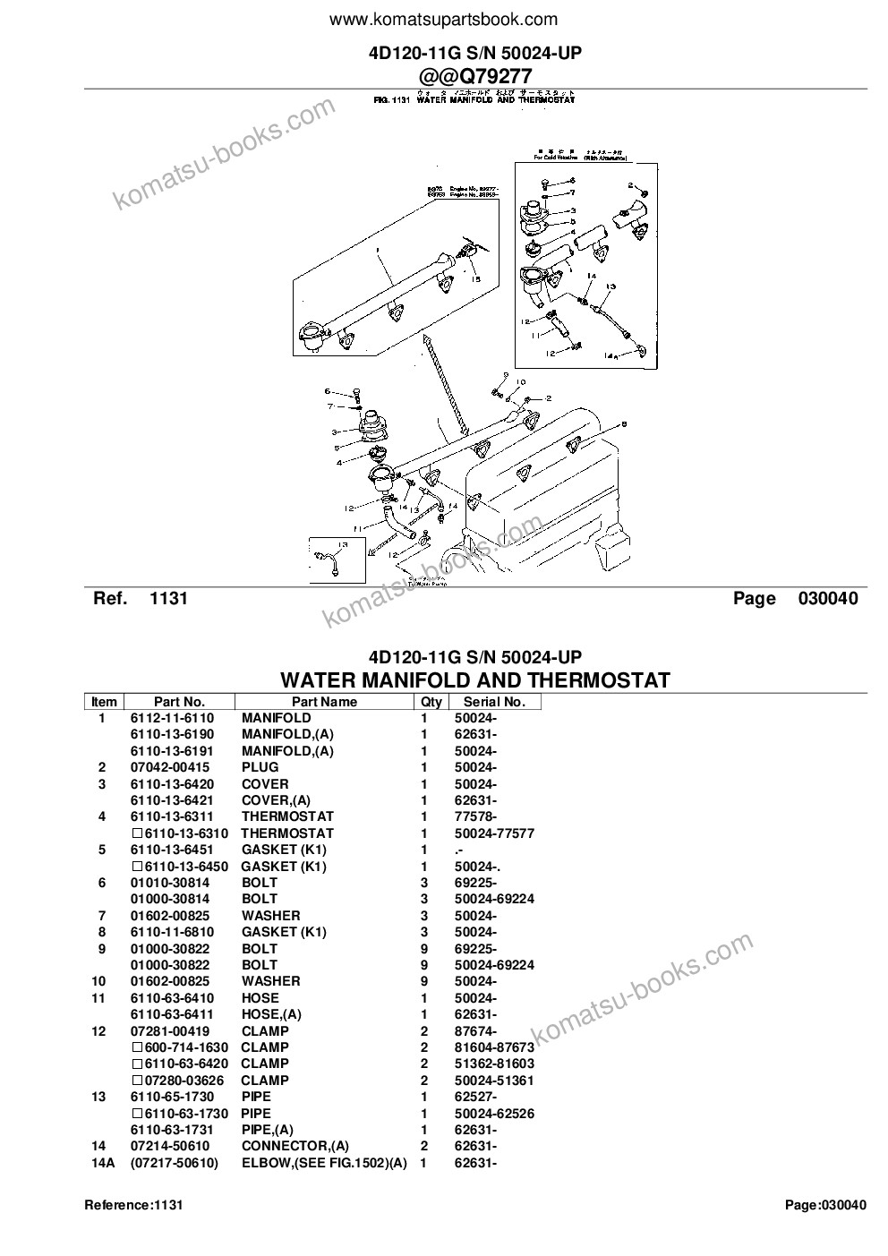 Komatsu 4D120-11G S/N 50024-UP Parts catalog cover Page 9