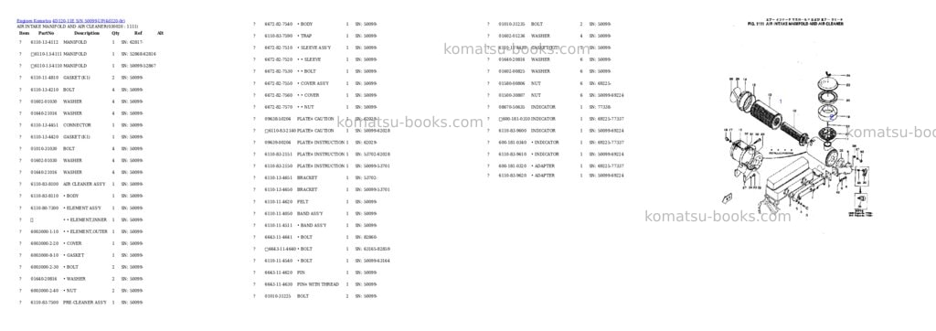 Komatsu 4d120-11e s/n 50099-up Parts catalog cover Komatsu 4d120-11e s/n 50099-up Parts catalog cover