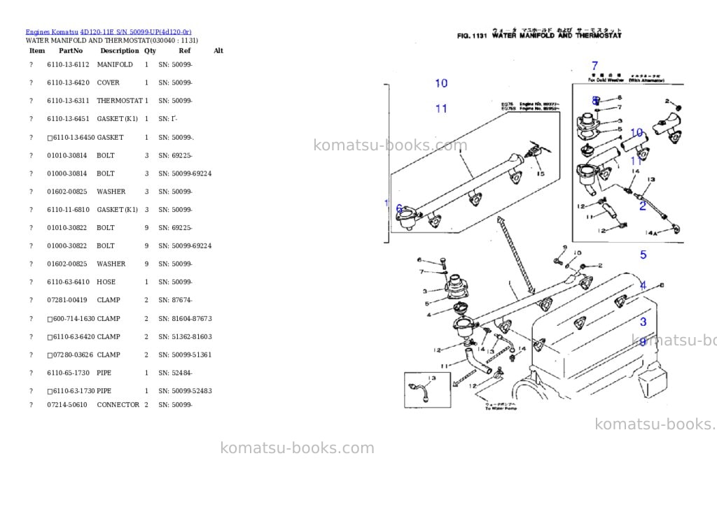 Komatsu 4d120-11e s/n 50099-up Parts catalog cover Page 3 Komatsu 4d120-11e s/n 50099-up Parts catalog cover Page 3