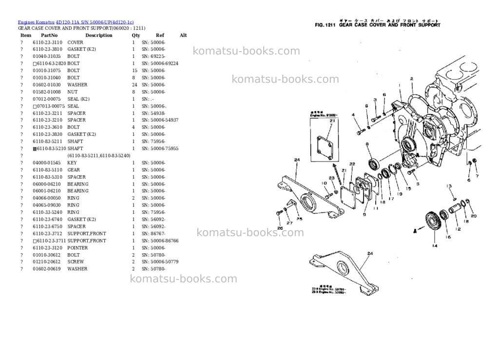 Komatsu 4D120-11A S/N 50006-UP Parts catalog cover Page 5