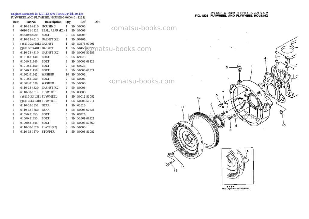 Komatsu 4D120-11A S/N 50006-UP Parts catalog cover Page 7