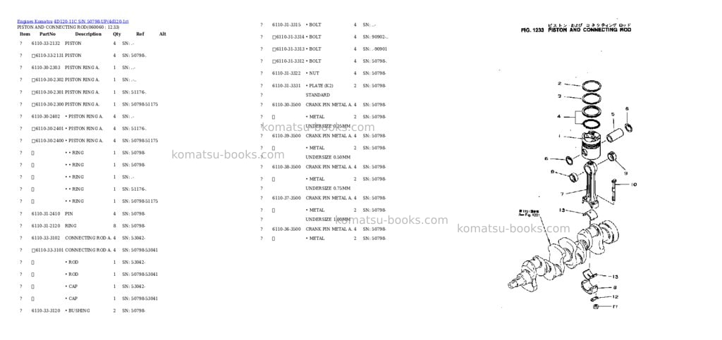 Komatsu 4d120-11c s/n 50798-up Parts catalog cover Page 10 Komatsu 4d120-11c s/n 50798-up Parts catalog cover Page 10