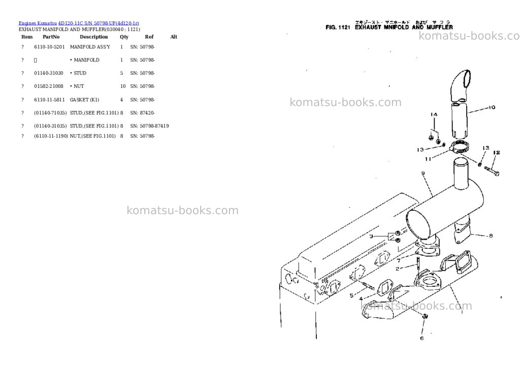 Komatsu 4d120-11c s/n 50798-up Parts catalog cover Page 3 Komatsu 4d120-11c s/n 50798-up Parts catalog cover Page 3