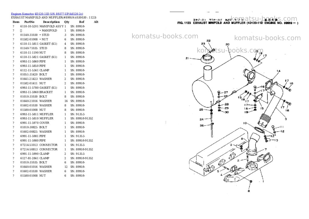 Komatsu 4D120-11D S/N 89377-UP Parts catalog cover Page 2