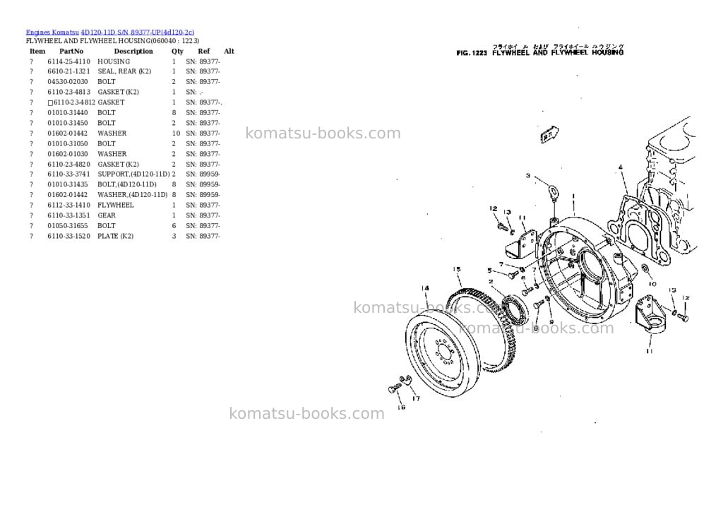 Komatsu 4D120-11D S/N 89377-UP Parts catalog cover Page 9