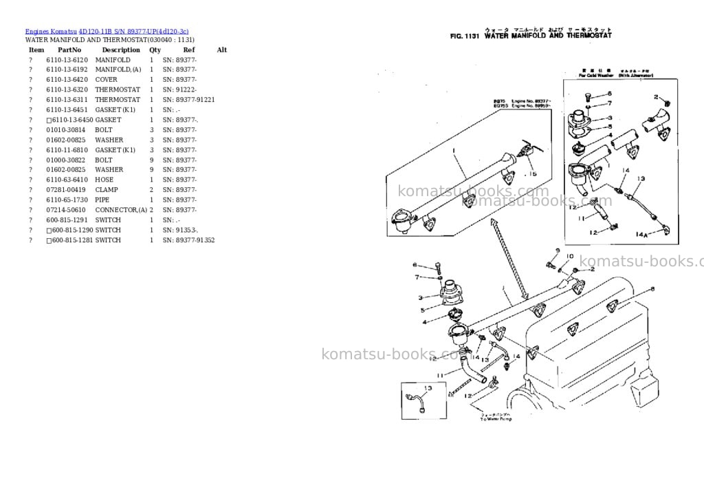 Komatsu 4d120-11b s/n 89377-up Parts catalog cover Page 3 Komatsu 4d120-11b s/n 89377-up Parts catalog cover Page 3