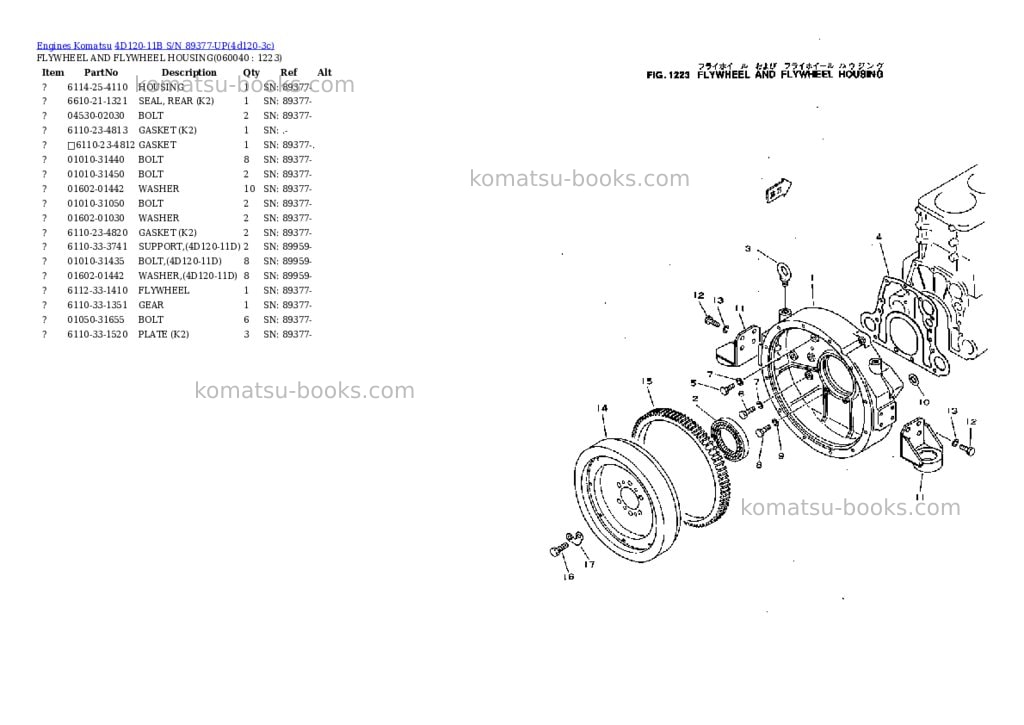 Komatsu 4d120-11b s/n 89377-up Parts catalog cover Page 7 Komatsu 4d120-11b s/n 89377-up Parts catalog cover Page 7