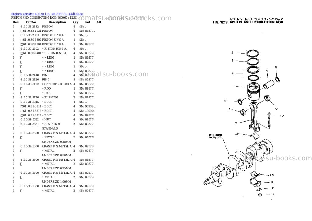 Komatsu 4d120-11b s/n 89377-up Parts catalog cover Page 9 Komatsu 4d120-11b s/n 89377-up Parts catalog cover Page 9