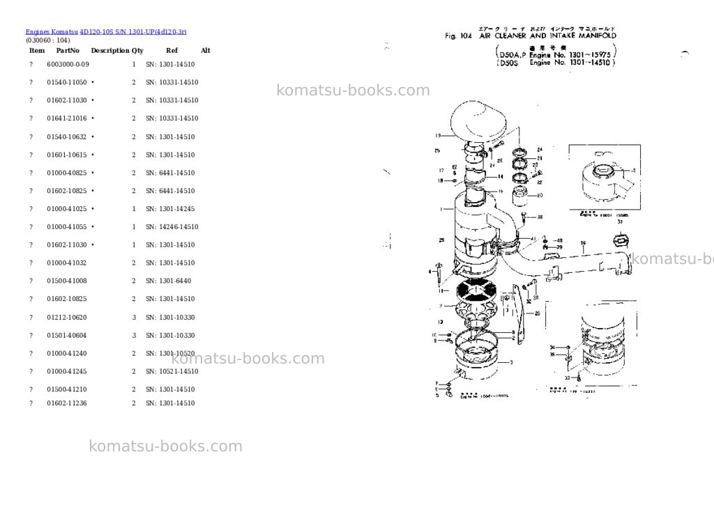 Komatsu 4d120-10s s/n 1301-up Parts catalog cover Page 5