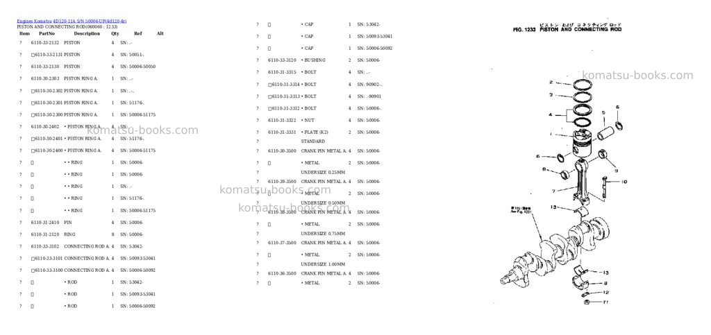 Komatsu 4d120-11a s/n 50006-up Parts catalog cover Page 9