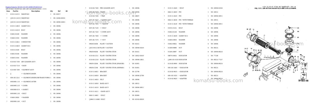 Komatsu 4d120-11s s/n 50006-up Parts catalog cover