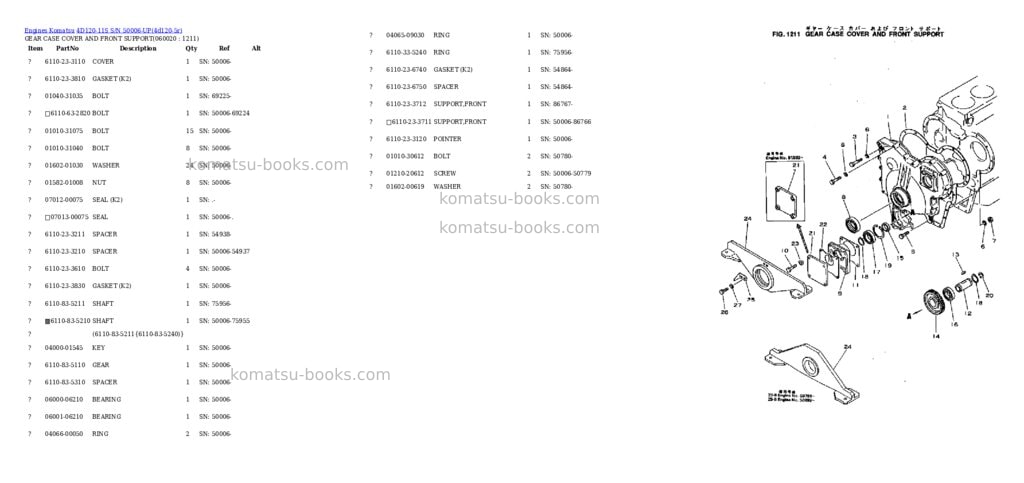 Komatsu 4d120-11s s/n 50006-up Parts catalog cover Page 5