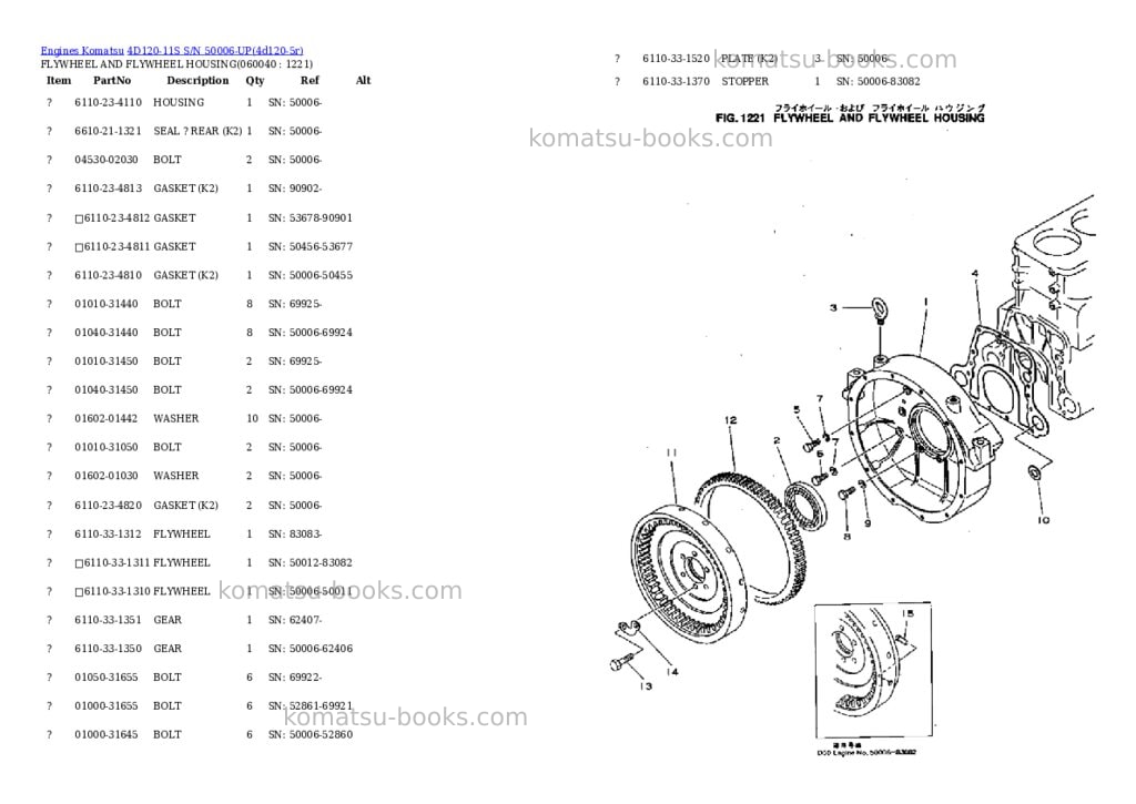 Komatsu 4d120-11s s/n 50006-up Parts catalog cover Page 7