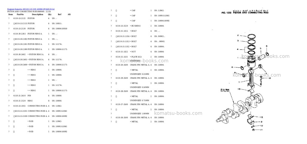 Komatsu 4d120-11s s/n 50006-up Parts catalog cover Page 9