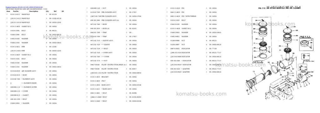 Komatsu 4d120-11g s/n 50024-up Parts catalog cover