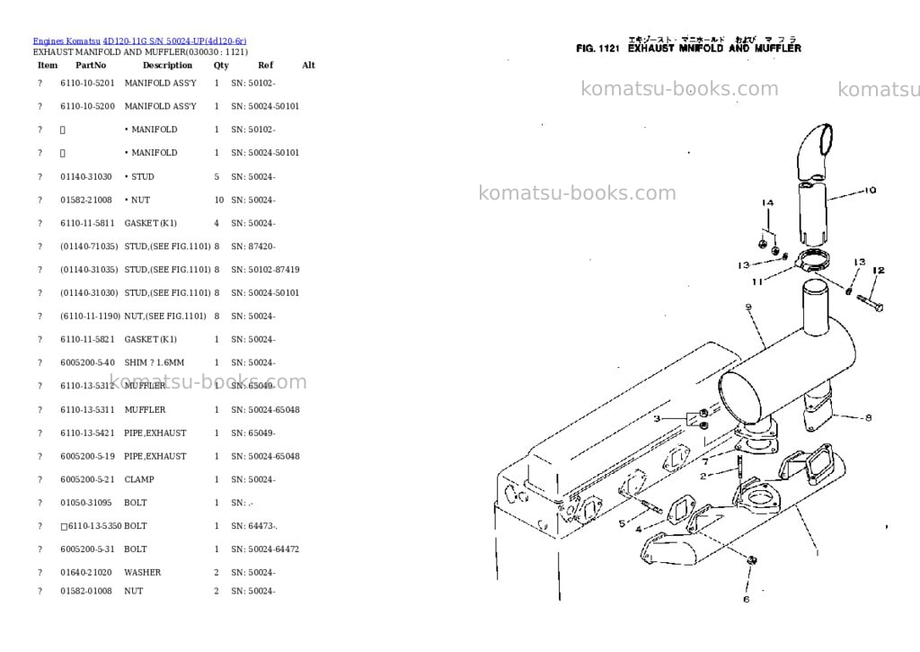Komatsu 4d120-11g s/n 50024-up Parts catalog cover Page 2