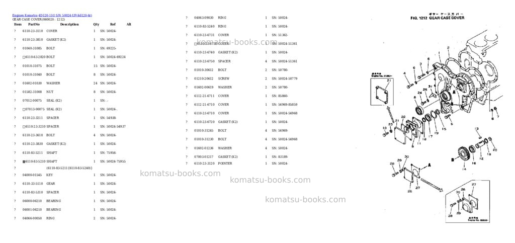 Komatsu 4d120-11g s/n 50024-up Parts catalog cover Page 5
