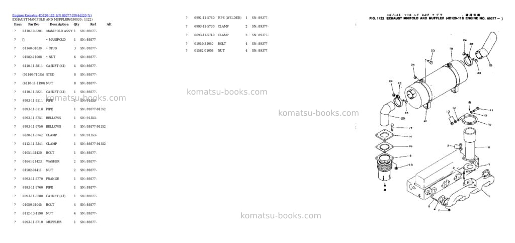 Komatsu 4D120-11B S/N 89377-UP Parts catalog cover Page 2