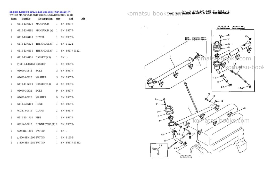 Komatsu 4D120-11B S/N 89377-UP Parts catalog cover Page 3