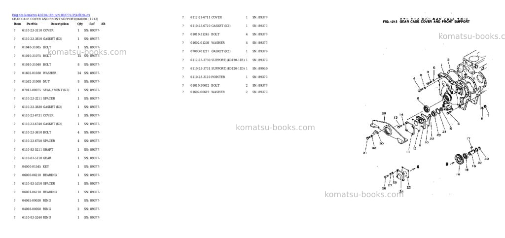 Komatsu 4D120-11B S/N 89377-UP Parts catalog cover Page 5