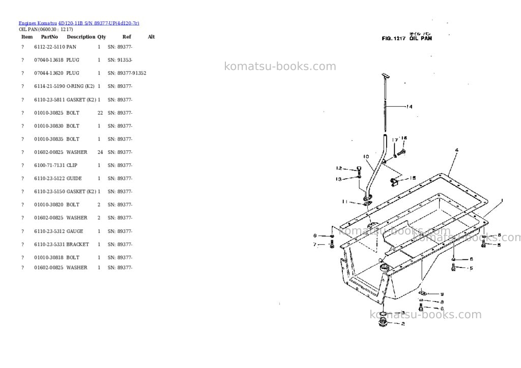 Komatsu 4D120-11B S/N 89377-UP Parts catalog cover Page 6