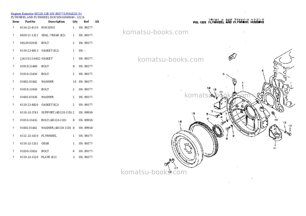 Komatsu 4D120-11B S/N 89377-UP Parts catalog cover Page 7
