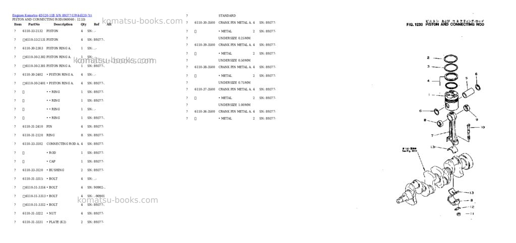 Komatsu 4D120-11B S/N 89377-UP Parts catalog cover Page 9