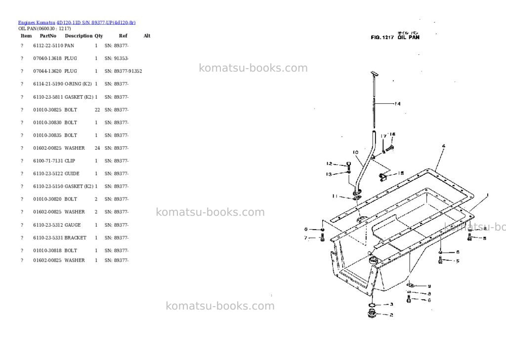 Komatsu 4d120-11d s/n 89377-up Parts catalog cover Page 6 Komatsu 4d120-11d s/n 89377-up Parts catalog cover Page 6