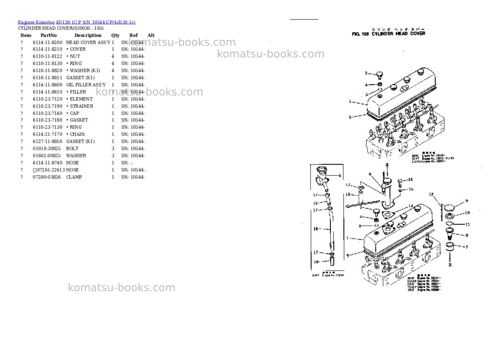 Komatsu 4d130-1c-p s/n 10544-up Parts catalog cover Page 2 Komatsu 4d130-1c-p s/n 10544-up Parts catalog cover Page 2