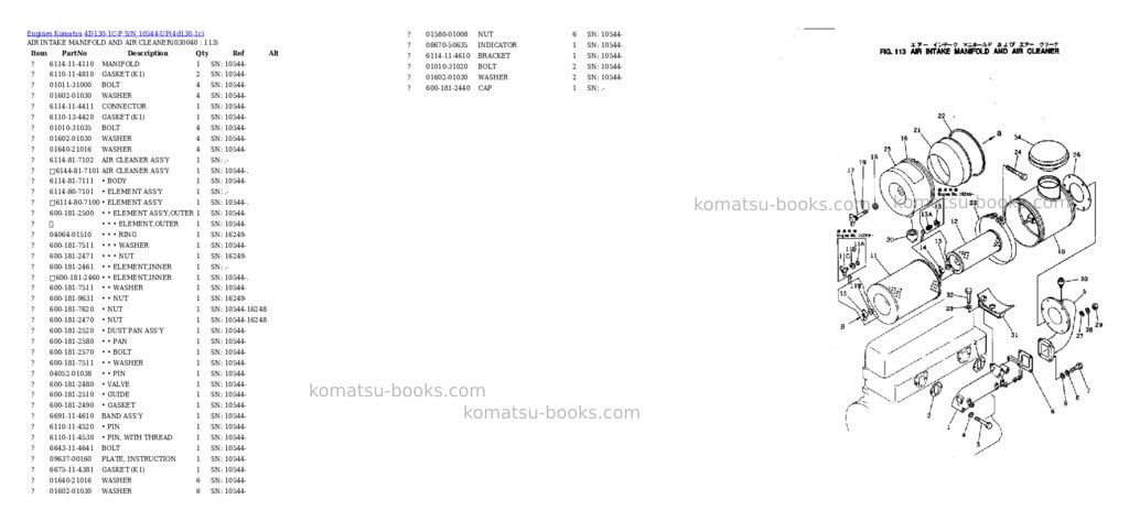Komatsu 4d130-1c-p s/n 10544-up Parts catalog cover Page 3 Komatsu 4d130-1c-p s/n 10544-up Parts catalog cover Page 3
