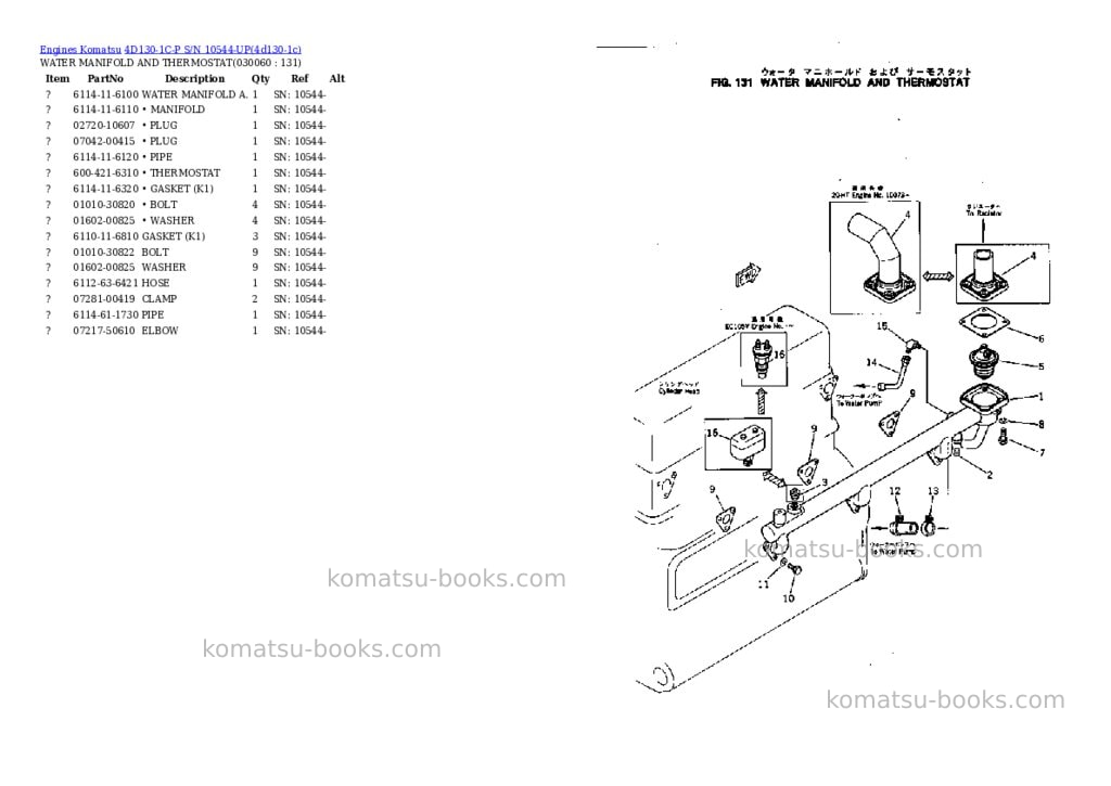 Komatsu 4d130-1c-p s/n 10544-up Parts catalog cover Page 5 Komatsu 4d130-1c-p s/n 10544-up Parts catalog cover Page 5