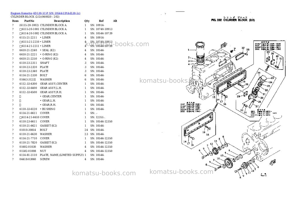 Komatsu 4d130-1c-p s/n 10544-up Parts catalog cover Page 7 Komatsu 4d130-1c-p s/n 10544-up Parts catalog cover Page 7