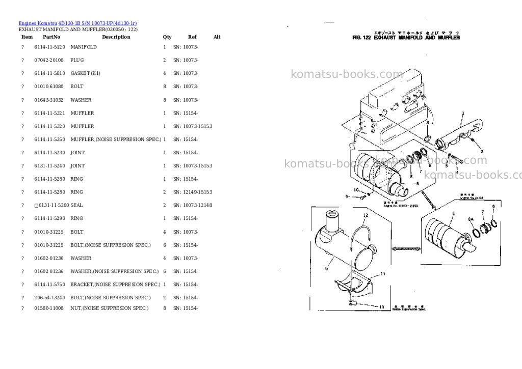 Komatsu 4d130-1b s/n 10073-up Parts catalog cover Page 4 Komatsu 4d130-1b s/n 10073-up Parts catalog cover Page 4