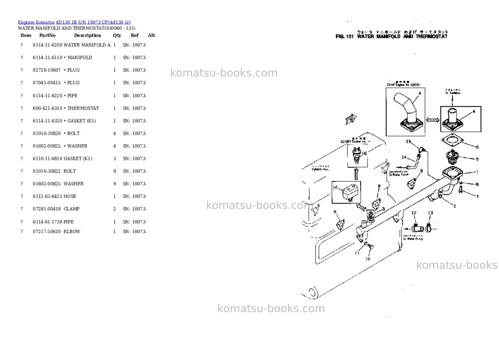 Komatsu 4d130-1b s/n 10073-up Parts catalog cover Page 5 Komatsu 4d130-1b s/n 10073-up Parts catalog cover Page 5