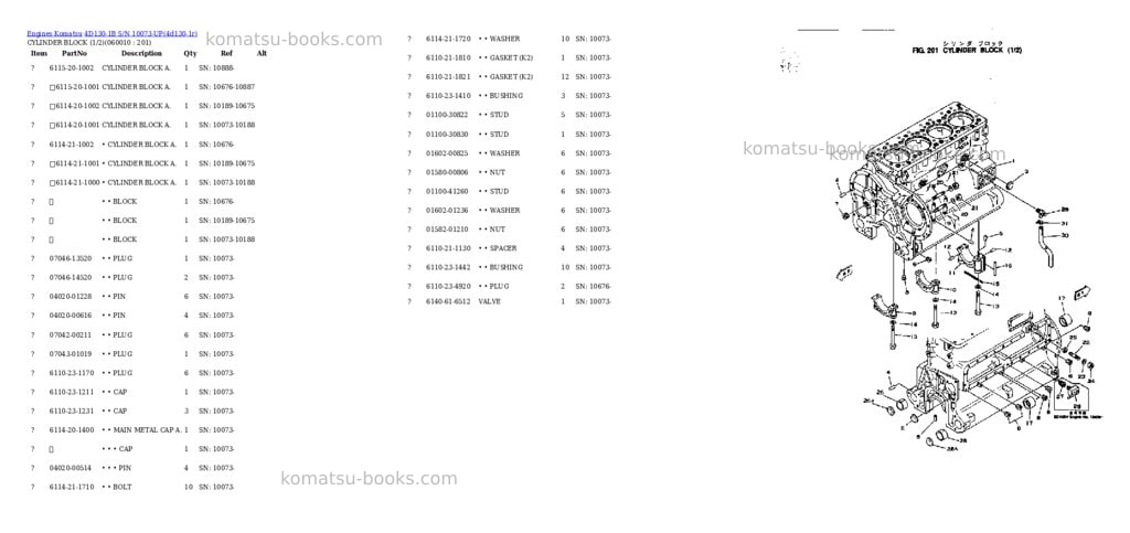 Komatsu 4d130-1b s/n 10073-up Parts catalog cover Page 6 Komatsu 4d130-1b s/n 10073-up Parts catalog cover Page 6