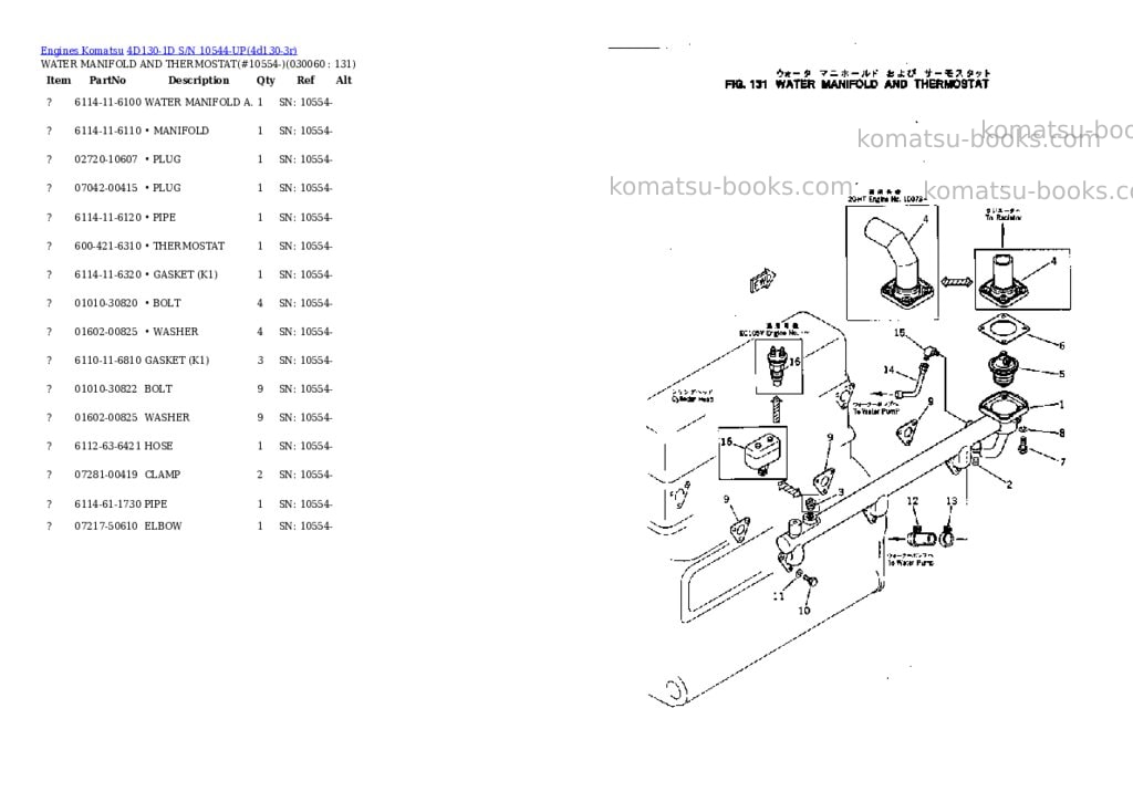 Komatsu 4d130-1d s/n 10544-up Parts catalog cover Page 5 Komatsu 4d130-1d s/n 10544-up Parts catalog cover Page 5